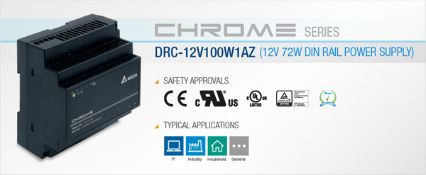 Delta Electronics adds DRC-12V100W1AZ model to Chrome series of power supplies