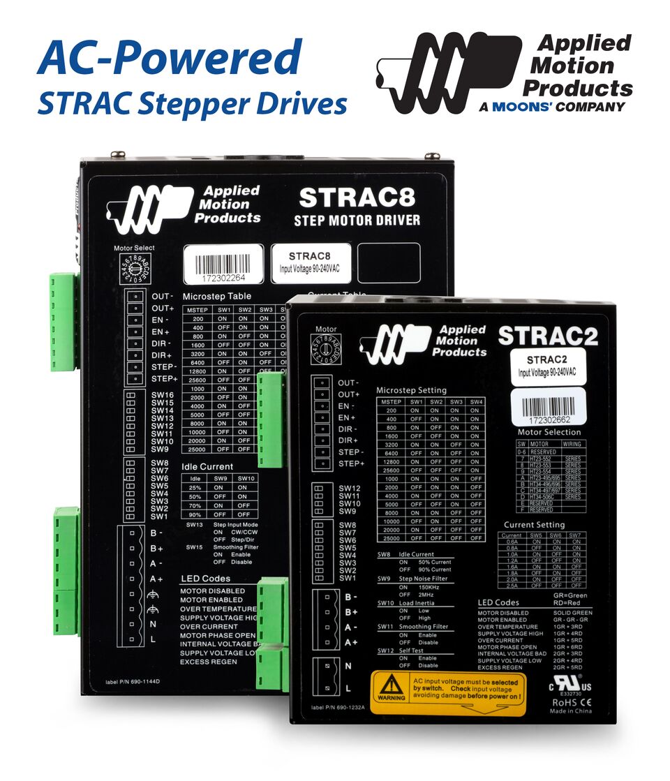 Applied Motion Products announces STRAC2 and STRAC8 Stepper Drives