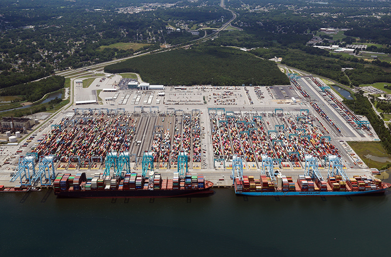 Figure 1: The Port of Virginia added 86 automated-stacking cranes using PLC-based automation integrated by TMEIC under Konecranes’ turn-key ASC system delivery to VIG. Photo courtesy of Port of Virginia.