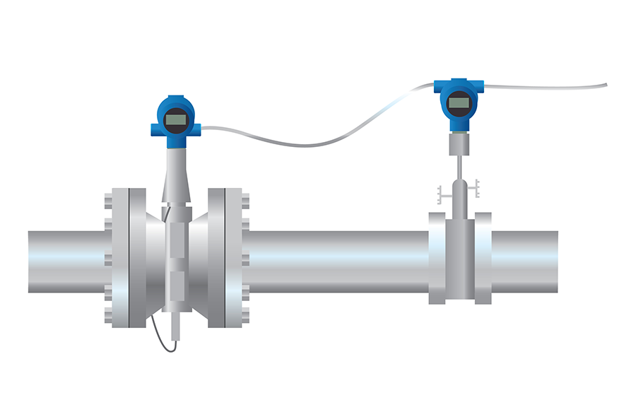 Figure 3: Adding an integral temperature sensor, plus a downstream pressure transmitter, provides data necessary for mass flow calculations. These can all be integrated into the transmitter.
