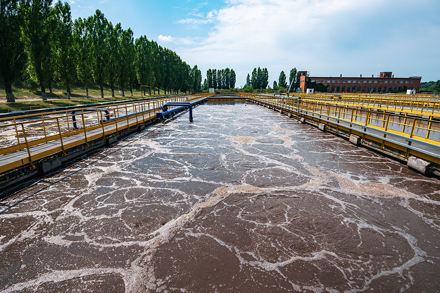 Figure 4: Aeration basins are used to separate organic and suspended solids from the wastewater during secondary municipal wastewater treatment, requiring careful DO control for successful operation.