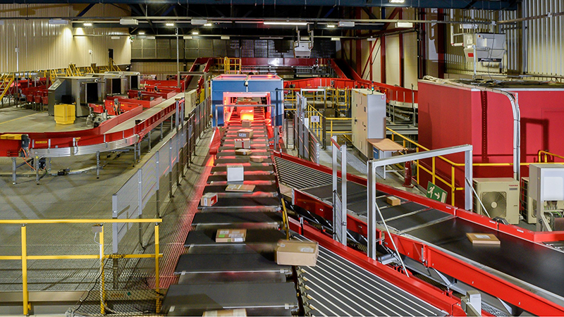 Figure 6: An ultramodern sorting and conveyance system implemented by a global shipping company at one of its international airport locations.