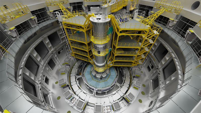 Engineering-grade, millimeter-accurate visualization of the Tokamak device that will contain the nuclear fusion reaction at the ITER facility being built by a consortium of 35 nations in the south of France. Image courtesy of ITER.