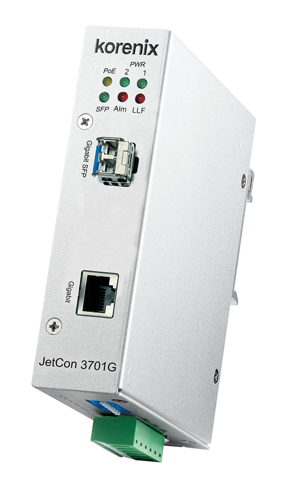 Korenix announces JetCon 3701G industrial Gigabit PoE Ethernet media converter