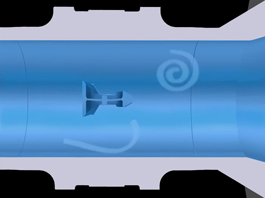 Figure 1: The obstruction of a shedder bar creates measurable vortices in gas or liquid that can indicate velocity.