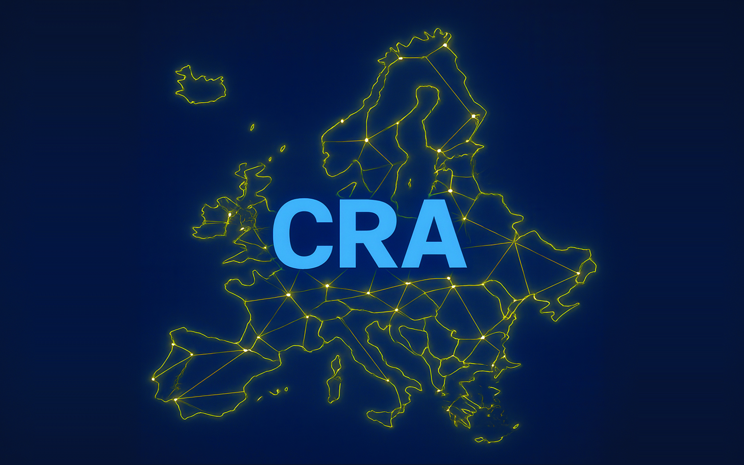 The letters CRA in blue over a yellow outline of the countries in Europe.