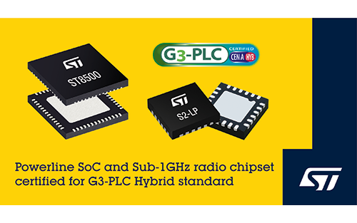 STMicroelectronics First to Announce Certified Chipset for G3-PLC Hybrid Powerline and Wireless Communication