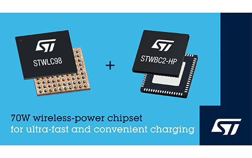 STMicroelectronics Boosts Wireless Charging Speed, Efficiency, and Flexibility with 70W High-Power Chipsets