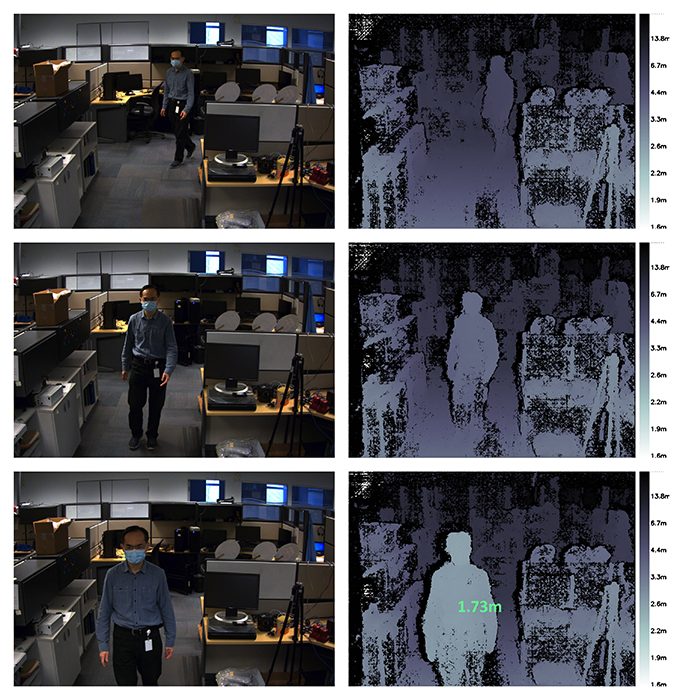 Figure 7: Sample left camera images and corresponding depth map. The bottom depth map also shows the depth at a particular point.