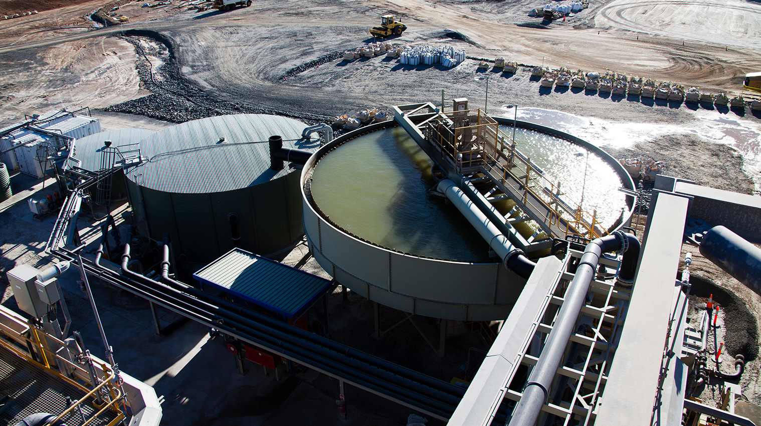 Industrial storage tank aerial view 