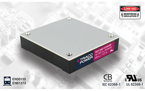 TRACO Offers 150 and 200 Watt DC/DC Converters with 12:1 Input Range