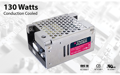 Traco Offers 130 Watt Power Supply in 2 x 3” Conduction-Cooled Package