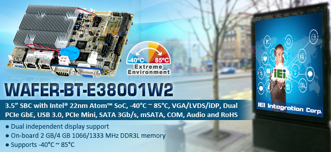 IEI Launches 3.5" SBC w/Intel 22nm Atom on-board SoC
