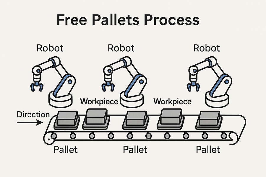 Figure 1: Free pallets is a widely used technique for automating industrial manufacturing processes.
